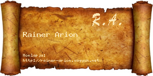 Rainer Arion névjegykártya